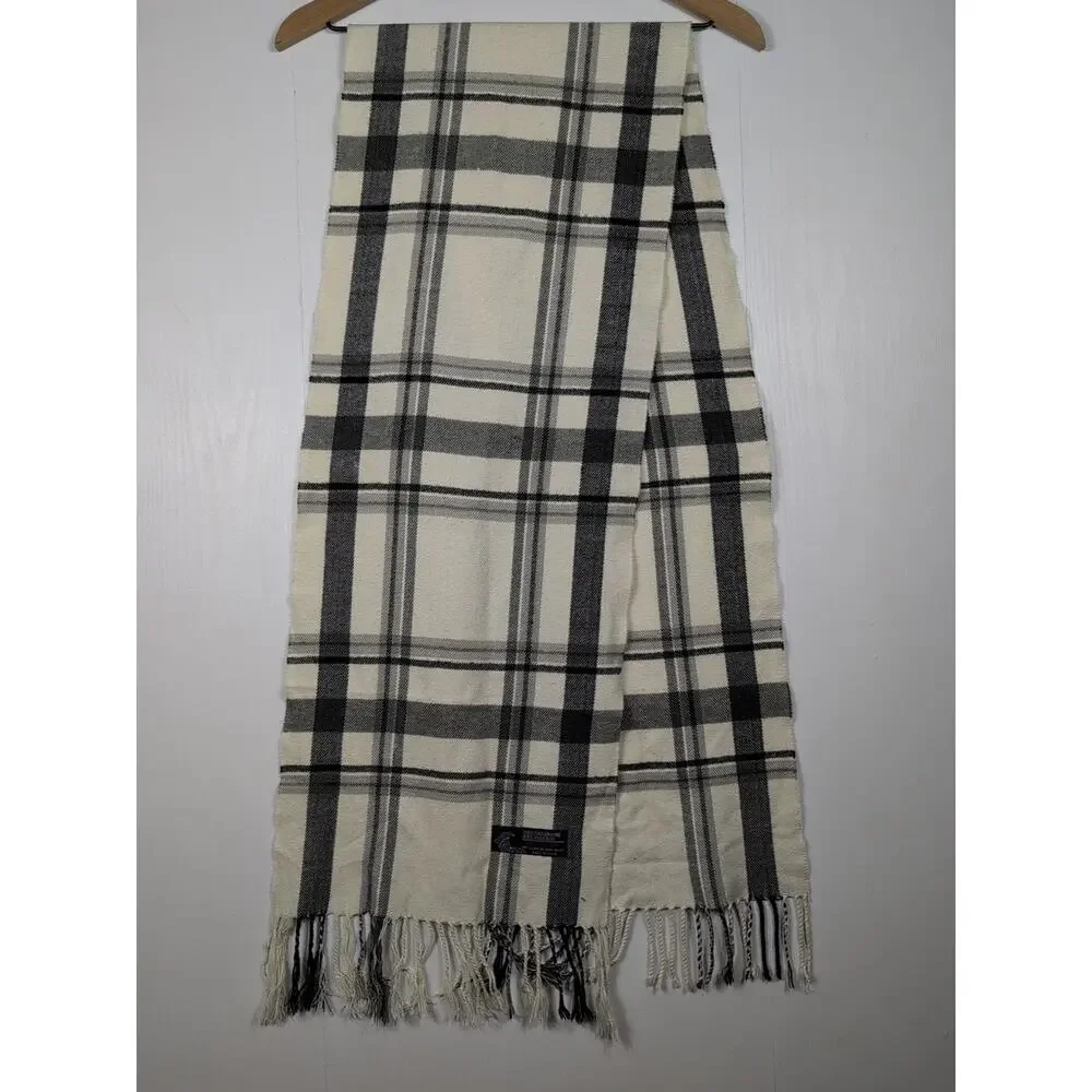 Italy Design Cashmere Blend Scarf Unisex Multicolor Plaid Fringe Soft Wrap Shawl